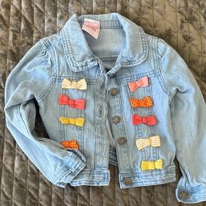 Nannette Light Blue Denim Jacket with Colorful Bows 4t